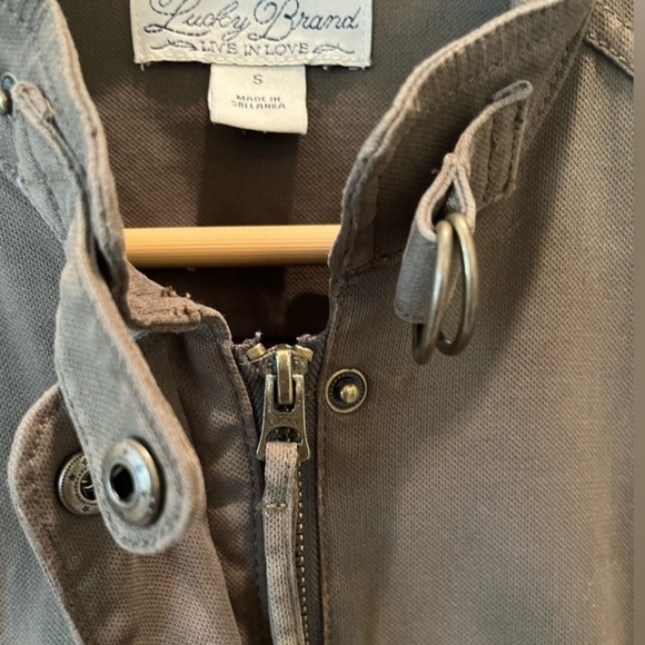 Lucky Brand Hunter Green Denim-like Blazer Small Military Jacket GUC - Picture 4 of 13